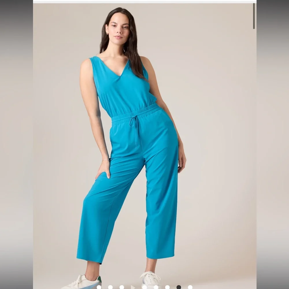 Athleta Avenue Jumpsuit Pacific blue Size 1X New w/ tags lightweight sleeveless - Picture 7 of 12